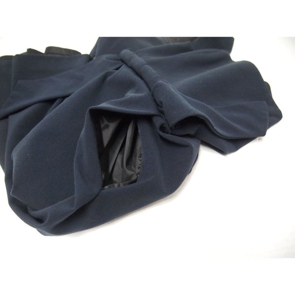 Black Halo Womens Dress 2 Navy Blue Sheath Career Twist Belt Square Neck Pockets - Picture 6 of 7